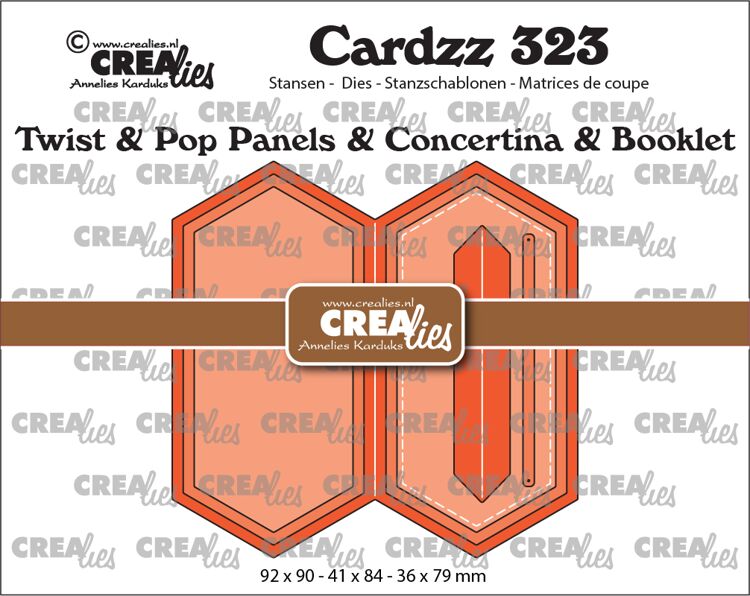 Cardzz dies no. 323, Twist & Pop B2, Panels & Concertina card & Booklet elongated hexagon