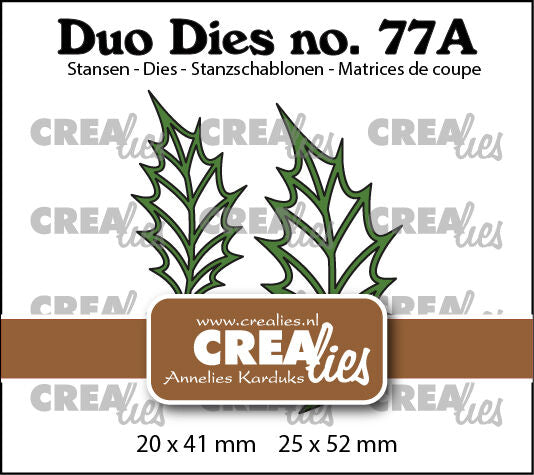 Duo Dies no. 77a, Leaves 22 Open Holly Leafs (mirror image)