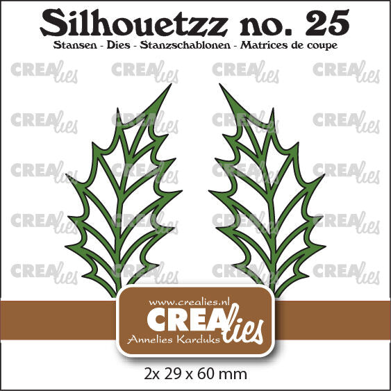 Silhouetzz dies no. 25, Leaves 22 Open Holly Leaf big and mirror image