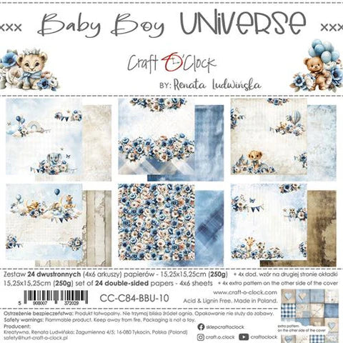 Craft O'Clock Paper Pack "Baby boy universe - 15,25x15,25cm" CC-C84-BBU-10