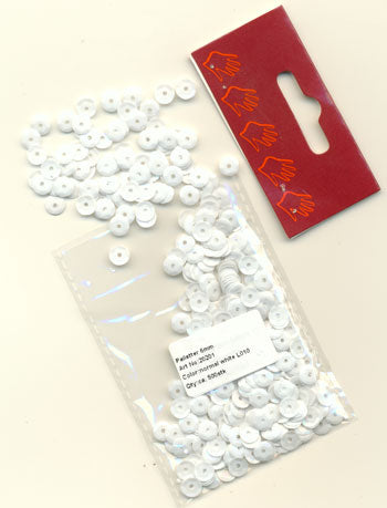 Pailletter hvid 6mm ca. 500stk