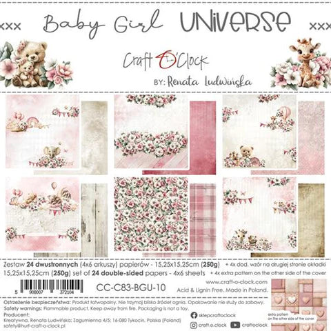 Craft O'Clock Paper Pack "Baby girl universe - 15,25x15,25cm" CC-C83-BGU-10