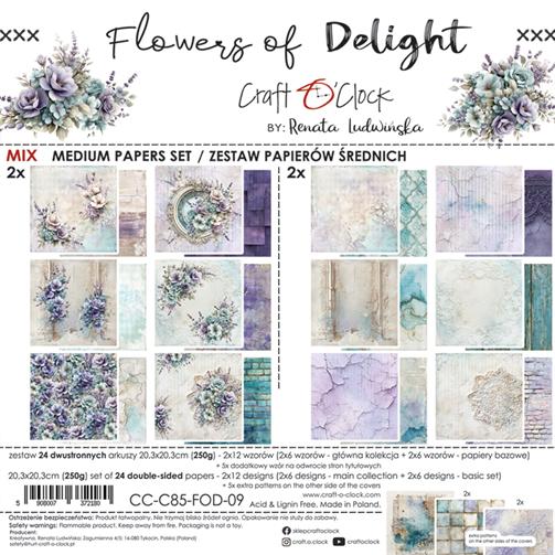 Craft O'Clock Paper Pack "FLOWERS OF DELIGHT" - 20,3x20,3cm