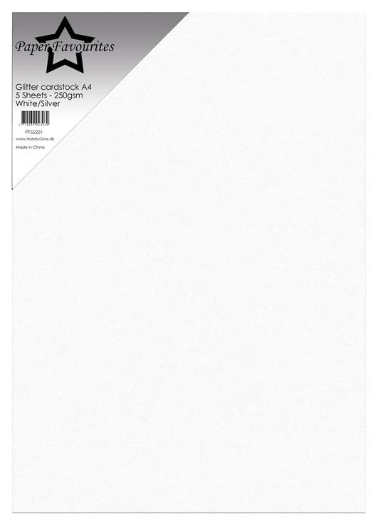 Paper Favourites Glitter Cardstock "White/Silver"