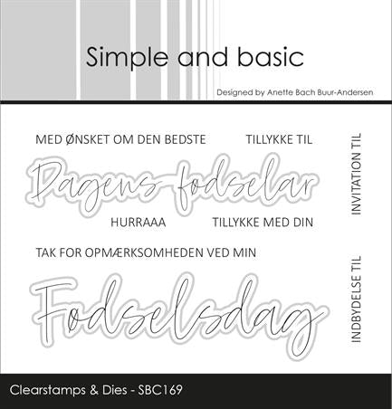 Simple and basic Clearstamp + Dies "Fødselsdag"