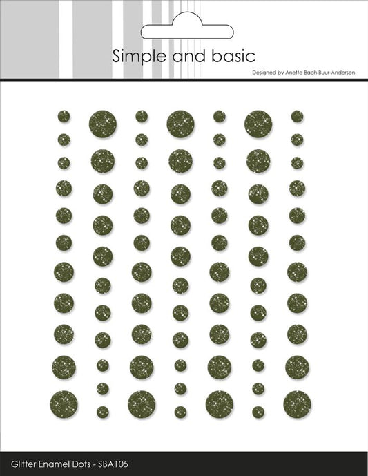 Simple and Basic Gliter Enamel Dots "Forest Green
