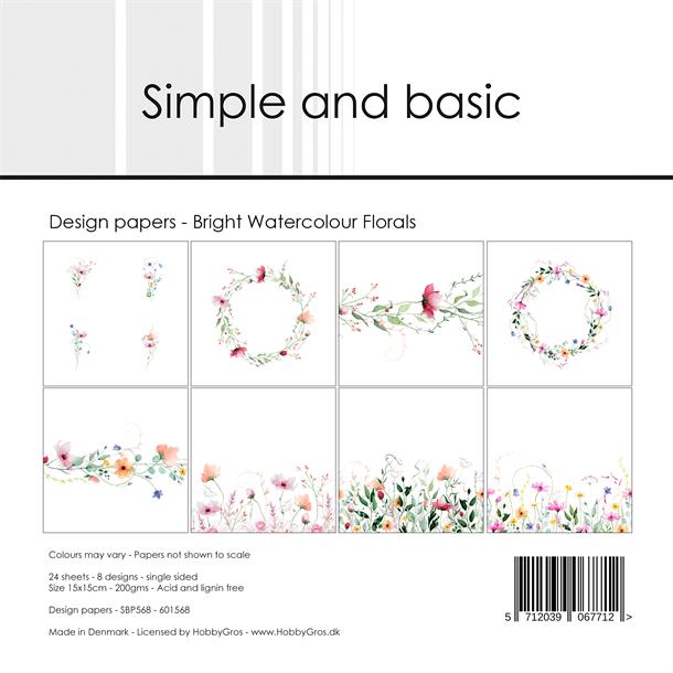 Simple and Basic Design Papers "Bright Watercolour Florals"
