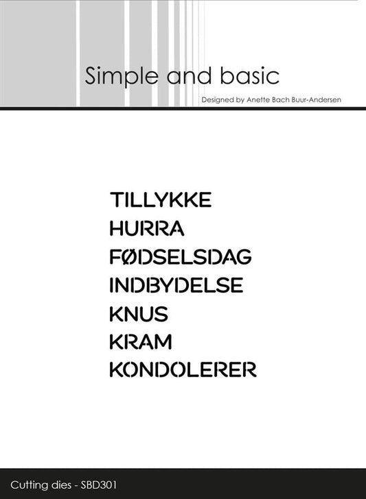 Simple and Basic die "Cut Words - Danske tekster #1"