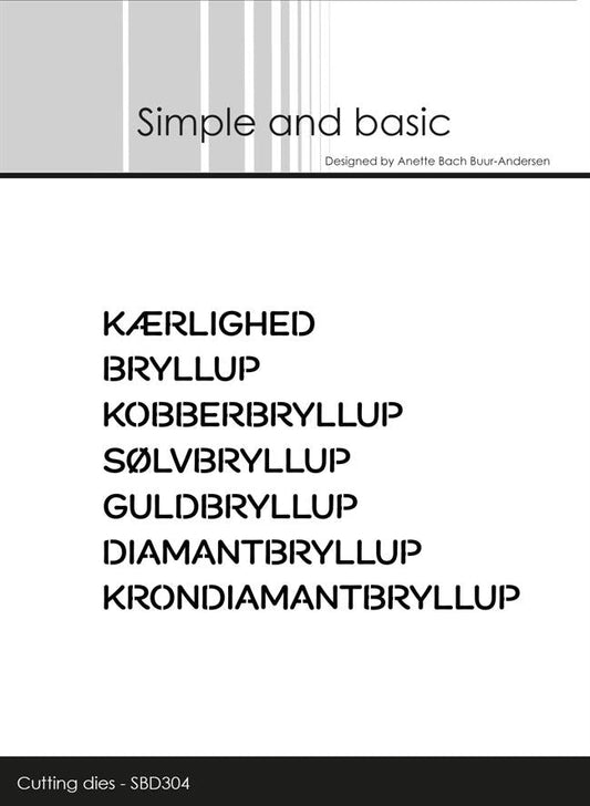 Simple and Basic die "Cut Words - Danske tekster #4"