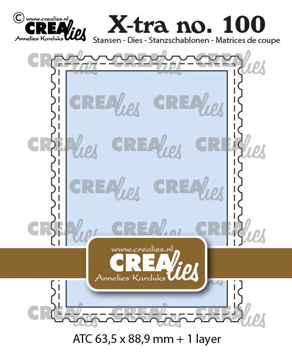X-tra dies no. 100, ATC with postage stamp borde