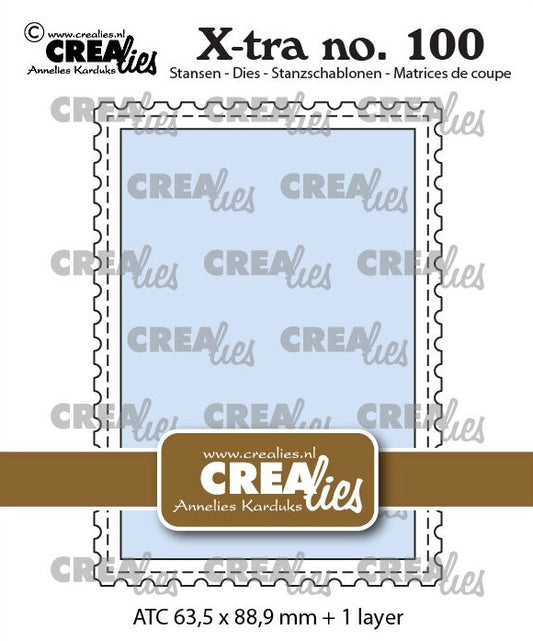X-tra dies no. 100, ATC with postage stamp borde