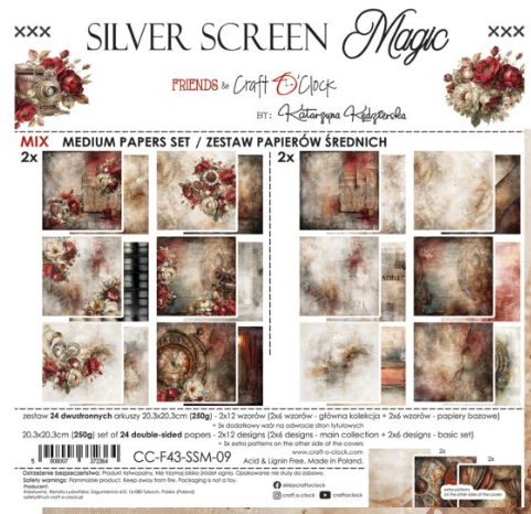 Craft O'Clock Paper Pack "SILVER SCREEN MAGIC" - 15,25x15,25cm