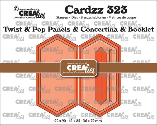 Cardzz dies no. 323, Twist & Pop B2, Panels & Concertina card & Booklet elongated hexagon